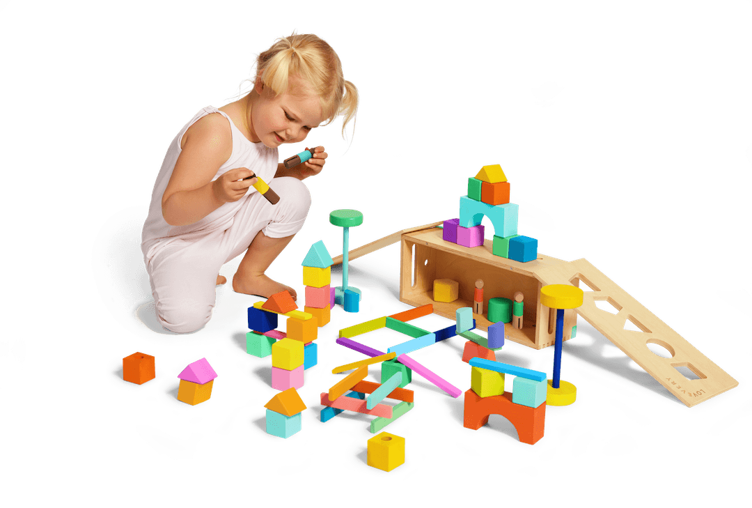 Kids wooden top block set